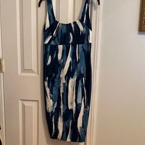 Calvin Klein Blue and White Women's Dress Size 2 NWT